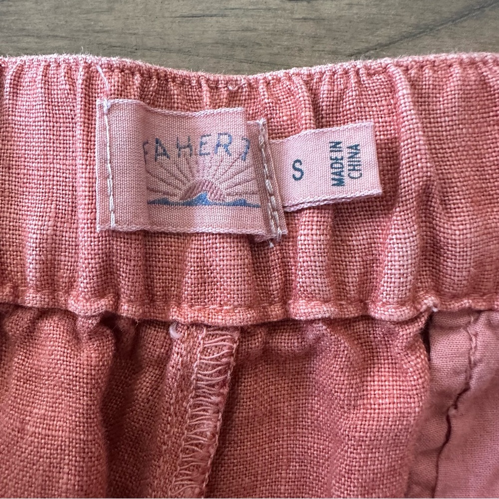 Faherty Sun Strider Linen Pants Wide Leg High Rise Womens Small Red Rock/Orange - Picture 5 of 13